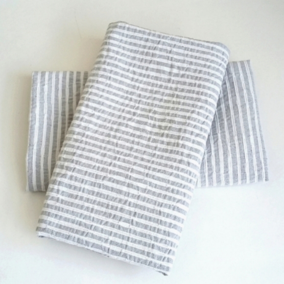 INUP Home Portugal Farmhouse Grey White Puckered Striped King Pillow Sham Set - Picture 13 of 15